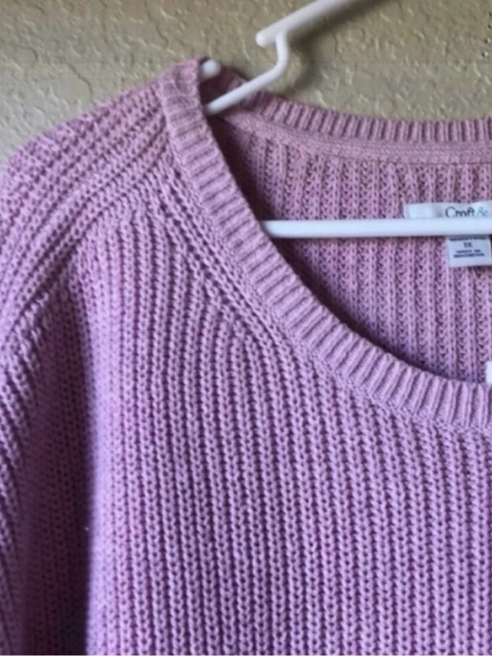 New Croft & Barrow Sweater Light Purple Knit Crew Neck Women’s 1X Casual Classic